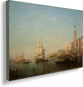 Kunst: Félix Ziem, The Grand Canal, Venice (Frigate and Gondola, Basin of San Marco), c. 1852, Schilderij op canvas, formaat is 75X100 CM