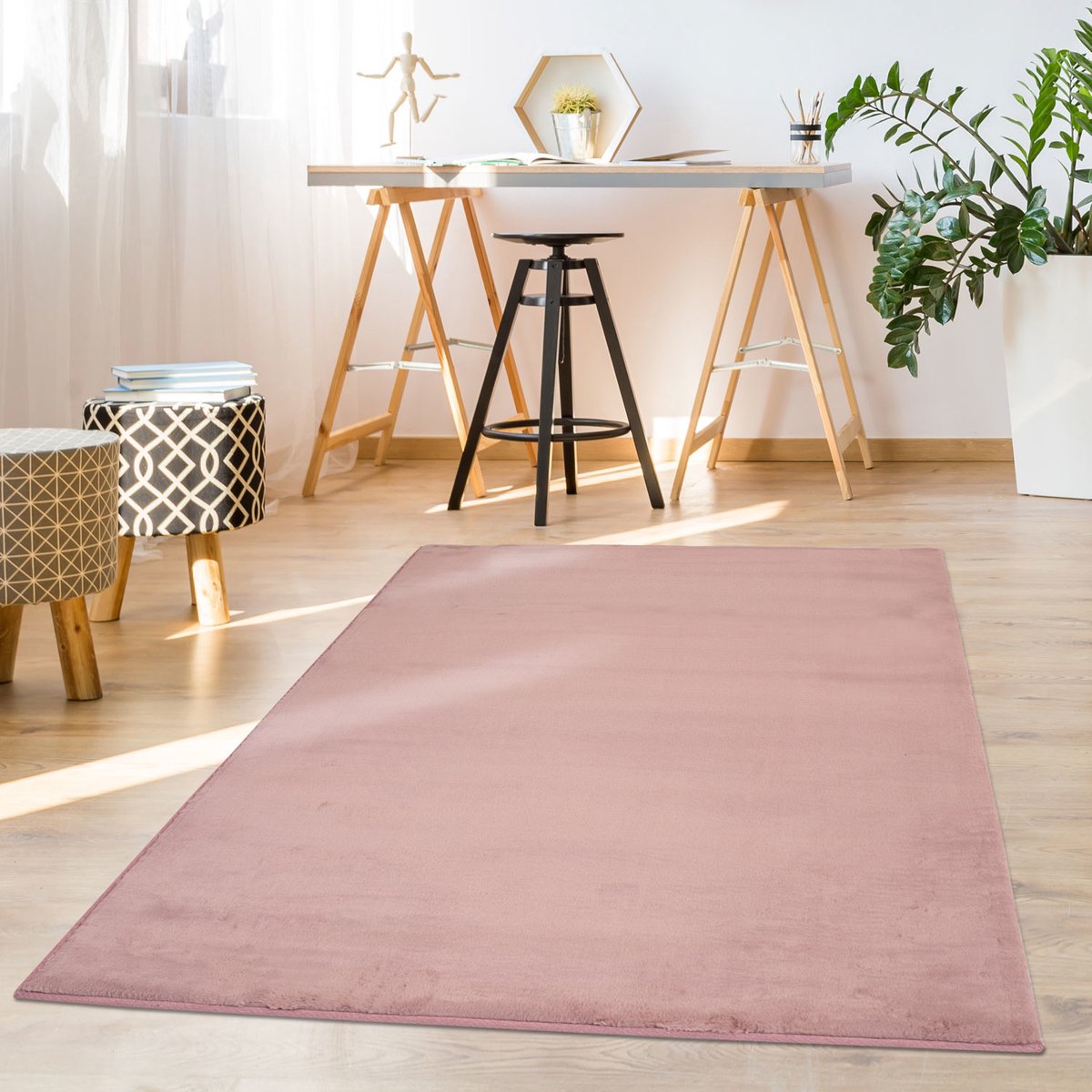 Muratap Paradise Soft Fluffy Hoogpolig Vloerkleed Roze- 120x170 CM