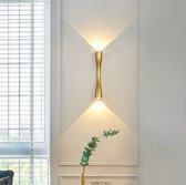 Dekubo Golden Zandloper - Up & Down Wandlamp - Goud - Warm Wit - IP65 - 6 Watt