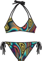 II THE MOON Bikini omkeerbaar, met 4 combinaties, wordt per bestelling geprint, uitgesneden en handgenaaid met unieke RETRO prints ontworpen door MOON
