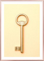 Poster Met Metaal Rose Lijst - Golden Key Poster