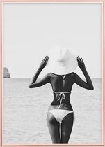 Poster Met Metaal Rose Lijst - Strand Dame Poster