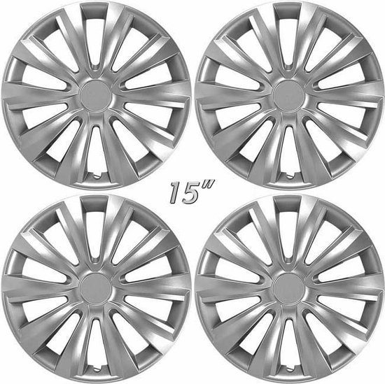 Wieldoppen DELTA-S 15 inch zilver. Set a 4 stuks (CONTROLEER UW BANDENMAAT en lees a.u.b. de onderstaande, uitgebreide tekst!)