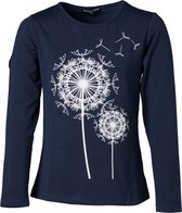 Meisjes shirt  lange mouwen marine met paardenbloemen | Maat 8Y/128