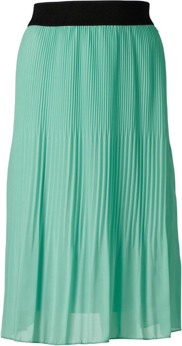Dames plisse rok uni met elastische brede tailleband - mintgroen - kort | Maat S-XL