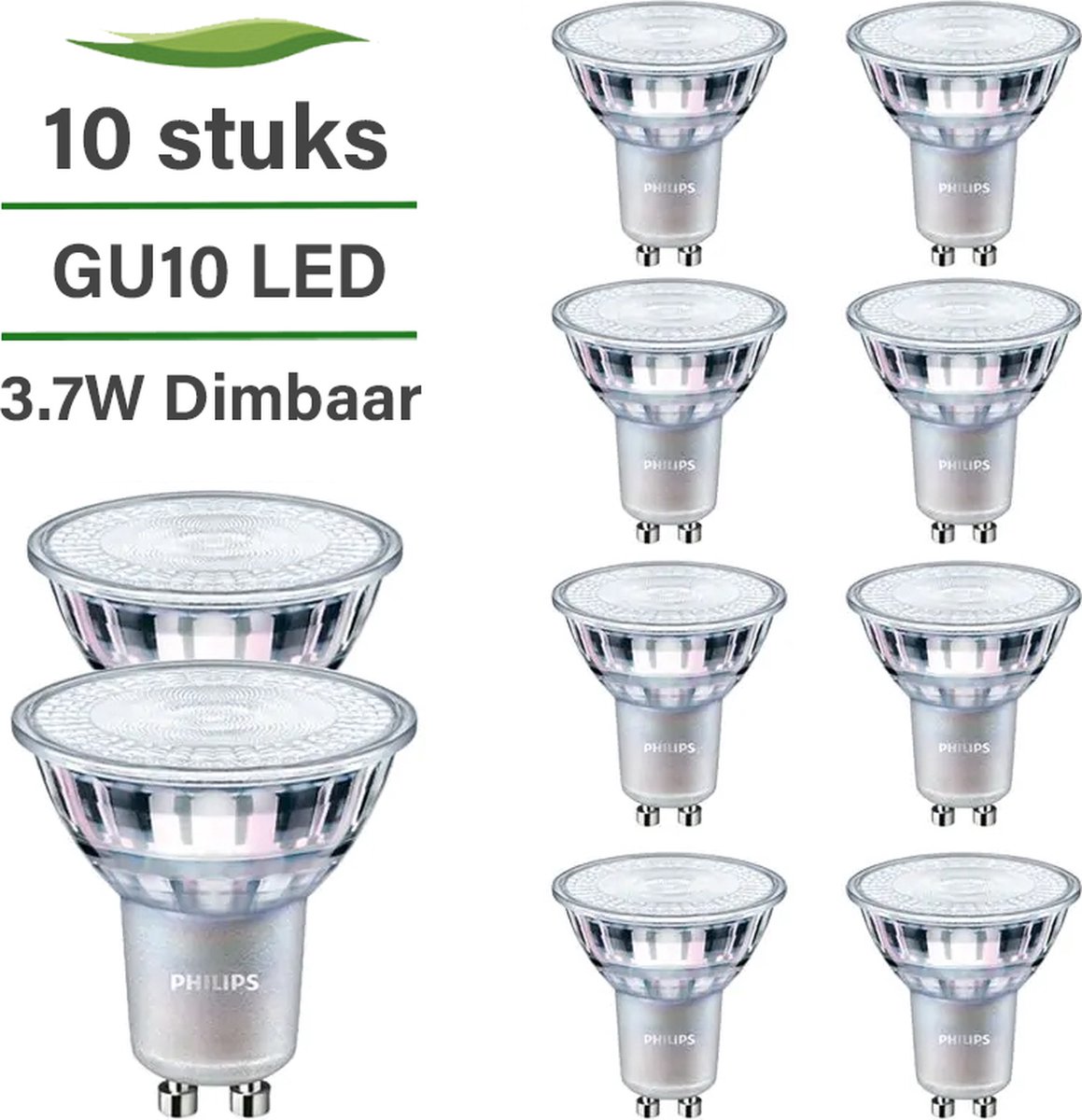 Doe het niet blijven Pennenvriend Philips Master GU10 LED lamp - 10-pack - 3.7W - Dimbaar - 4000K neutraal  wit - 60°... | bol.com
