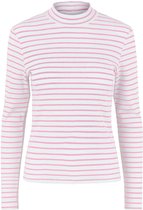 Pieces T-shirt Pcvoma Ls High Neck Top Bc 17124353 Bright White/ Prisma Pink Dames Maat - M