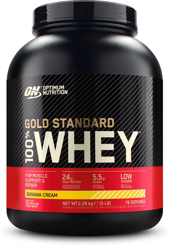 Optimum Nutrition Gold Standard 100% Whey Protein - Banana Cream - Proteine Poeder - Eiwitshake - 71 doseringen (2270 gram)