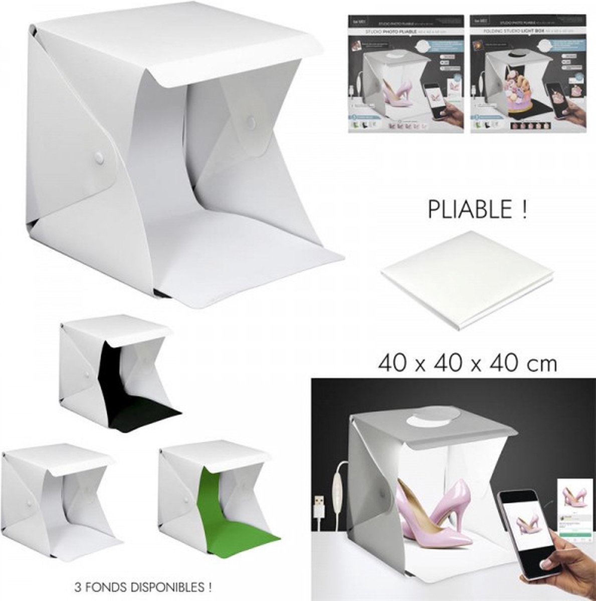 BE MIX I fotostudio set - 40x40x40 - fotobox - lightbox fotografie - fotostudio - fotostudio fotobox - opnametent