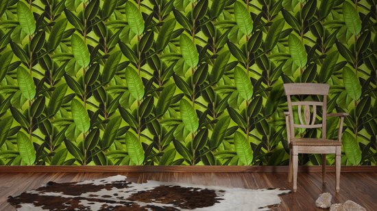 PAPIER PEINT DE FEUILLE DE PLANTES CAOUTCHOUC - Marron Vert - AS Creation Neue Bude 2.0