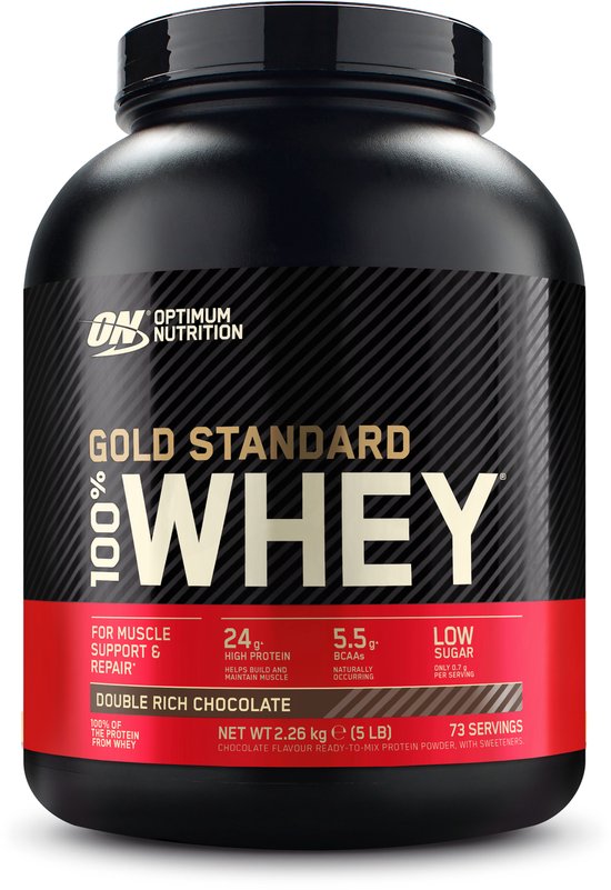 Optimum Nutrition Gold Standard 100% Whey Protein – Double Rich Chocolate – Proteine Poeder – Eiwitshake – 71 doseringen (2270 gram)
