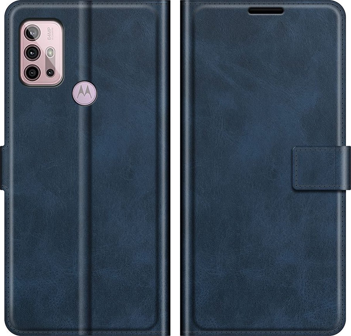 Mobigear Telefoonhoesje geschikt voor Motorola Moto G30 Hoesje | Mobigear Wallet Bookcase Portemonnee | Pasjeshouder voor 3 Pasjes | Telefoonhoesje voor Pinpas / OV Kaart / Rijbewijs - Blauw