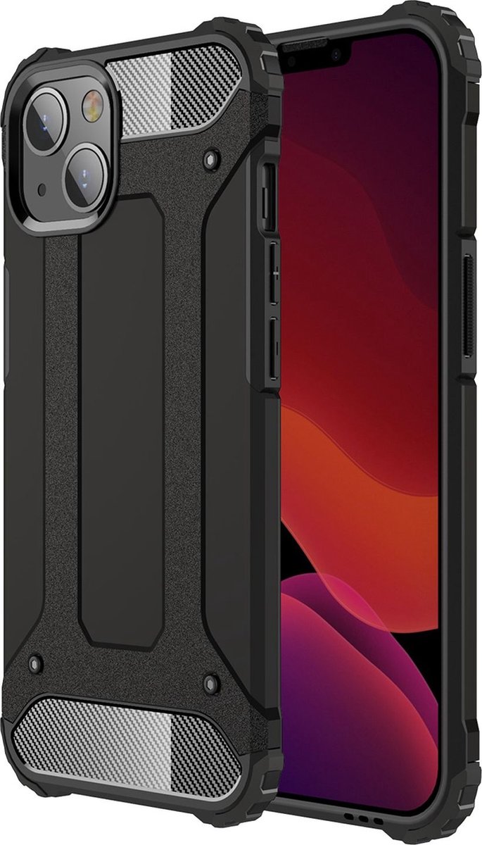 Mobigear Hoesje geschikt voor Apple iPhone 13 Telefoonhoesje Hardcase | Mobigear Outdoor Backcover Shockproof | Schokbestendig iPhone 13 Telefoonhoesje | Anti Shock Proof - Zwart