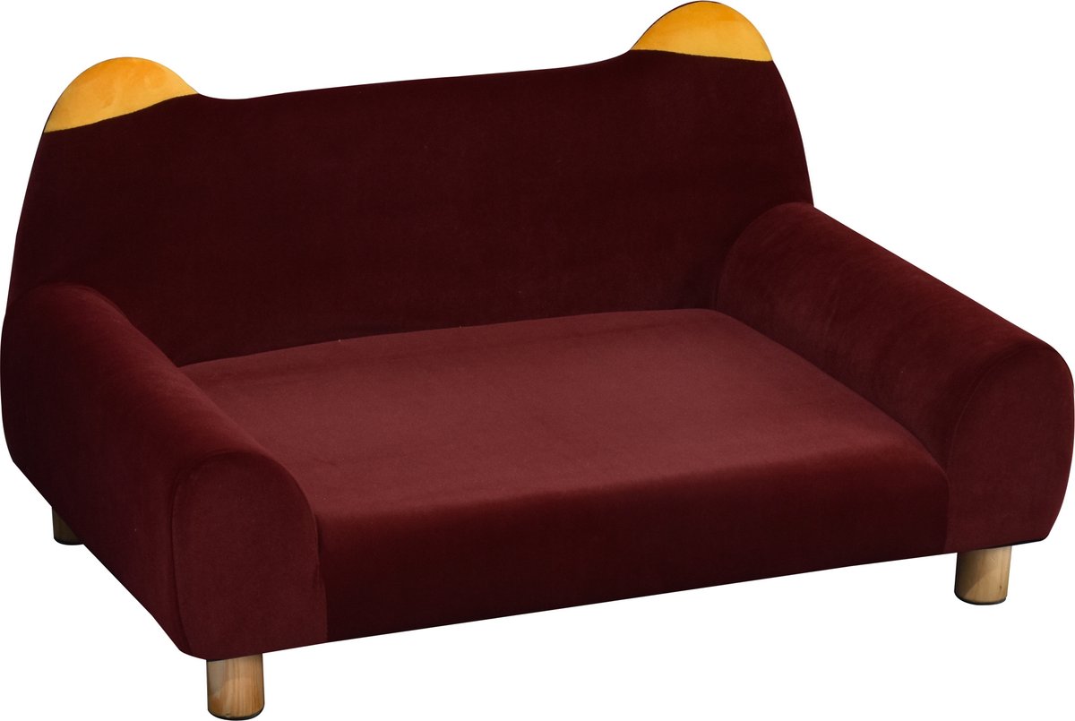 PawHut Hondenbank, huisdierbank, kattensofa, hondenbed voor middelgrote en grote honden, hondenbank met verhoogd design, hondenstoel met houten poten, donkergrijs, 95 x 63 x 39 cm