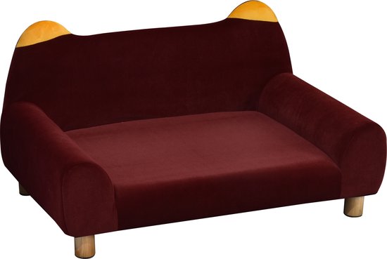 PawHut Hondenbank, hondencouch, wasbare bekleding, huisdierenbank met rugleuning en houten poten, kattenbank, hondenbed voor middelgrote honden onder 25 kg, 90 cm x 78 cm x 25 cm, grijs