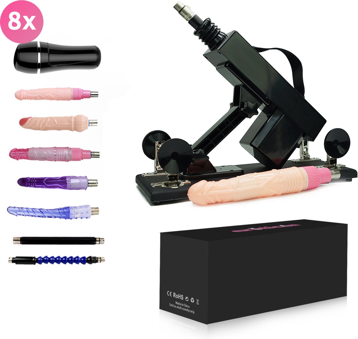 Goedkoopste Compleet Khalifa Sex Machine Pakket met 8 Opzetstukken – Inclusief Dildo’s en Pocket Pussy – Seksmachine voor Mannen en Vrouwen – Neukmachine – Fuck machine – Discreet Verzonden