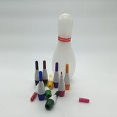 Bowling Quille de 25 cm de haut en plastique souple remplie de 10 petits feutres à épingles