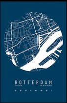 Walljar - Stadskaart Rotterdam Centrum IV - Muurdecoratie - Poster met lijst