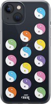 YinYang Bright - Transparant hoesje geschikt voor iPhone 13 hoesje transparant - Shockproof case met emoji YinYang geschikt voor Apple iPhone 13 - Doorzichtig hoesje met opdruk Yin