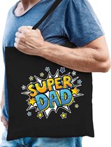 Super dad popart katoenen tas zwart voor heren - verjaardag / Vaderdag tassen - kado /  tasje / shopper