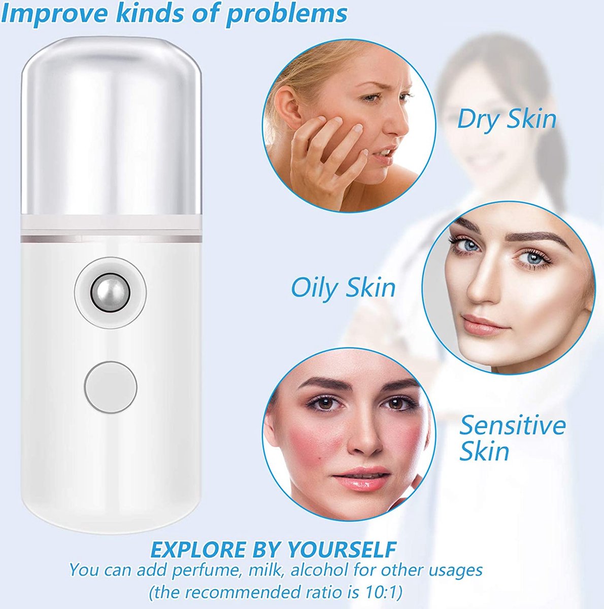 Nano Mister - Vernevelaar - Luxe - Nano Mist Sprayer - Moisturizing - Gezichtsstomer - Facial - Gezicht Stomer - Blackhead Remover - Face Cleanser - Gezichtsreiniger - Waterverstuiver - Plaatsen van Wimperextensions - DEEP CLEANSING - Nourishing thumbnail 4