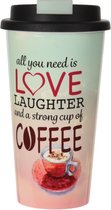 Love Coffee, Koffie-to-go beker, vintage stijl, 450 ml, 1 stuks