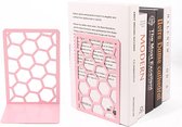 Universal Life® | Luxe Boekensteun | Boekenstandaard | Boekenhouder | Boekenrek | Metalen Boekensteun | Anti slip | Roze | Set van 2 | Cadeau tip |