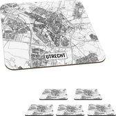 Onderzetters voor glazen - Stadskaart Utrecht - 10x10 cm - 6 stuks - Plattegrond