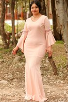 HASVEL - Misty Rose- Pink-Party dress-groote maat feest jurken-maat 3XL-Galajurk -Plus Size Party Dresses-Size 3XL-Prom Dress