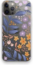 Case Company® - iPhone 12 Pro Max hoesje - Flowers with blue leaves - Soft Cover Telefoonhoesje - Bescherming aan alle Kanten en Schermrand