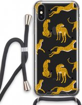 Case Company® - iPhone XS hoesje met Koord - Luipaard - Telefoonhoesje met Zwart Koord - Extra Bescherming aan alle Kanten en Over de Schermrand