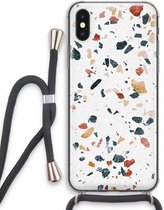 Case Company® - iPhone X hoesje met Koord - Terrazzo N°4 - Telefoonhoesje met Zwart Koord - Extra Bescherming aan alle Kanten en Over de Schermrand
