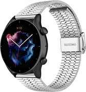 Stalen Smartwatch bandje - Geschikt voor  Amazfit GTR 3 - Pro roestvrij stalen band - zilver - GTR 3 & GTR 3 Pro - Strap-it Horlogeband / Polsband / Armband