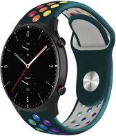 Siliconen Smartwatch bandje - Geschikt voor Strap-it Amazfit GTR 2 sport band - dennengroen kleurrijk - GTR 2 - 22mm - Strap-it Horlogeband / Polsband / Armband