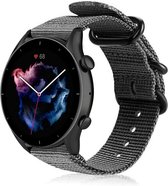 Nylon Smartwatch bandje - Geschikt voor  Amazfit GTR 3 - Pro nylon gesp band - zwart - GTR 3 & GTR 3 Pro - Strap-it Horlogeband / Polsband / Armband