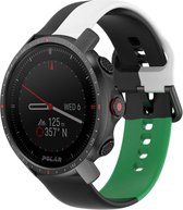 Siliconen Smartwatch bandje - Geschikt voor  Polar Grit X Pro triple sport band - zwart-wit-groen - Strap-it Horlogeband / Polsband / Armband