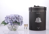 Kunstbloemen boeket Hortensia Blue in glazen vaas – Cote Noire (LHY05) ipv geurstokjes