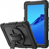 Huawei MediaPad T5 Hoes met ingebouwde Screenprotector | Inclusief Handriem en Schouderriem | Extreme bescherming | Ideaal voor zakelijk gebruik Zwart