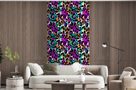 Behang - Fotobehang Regenboog - Panter - Patronen - Breedte 120 cm x hoogte 240 cm