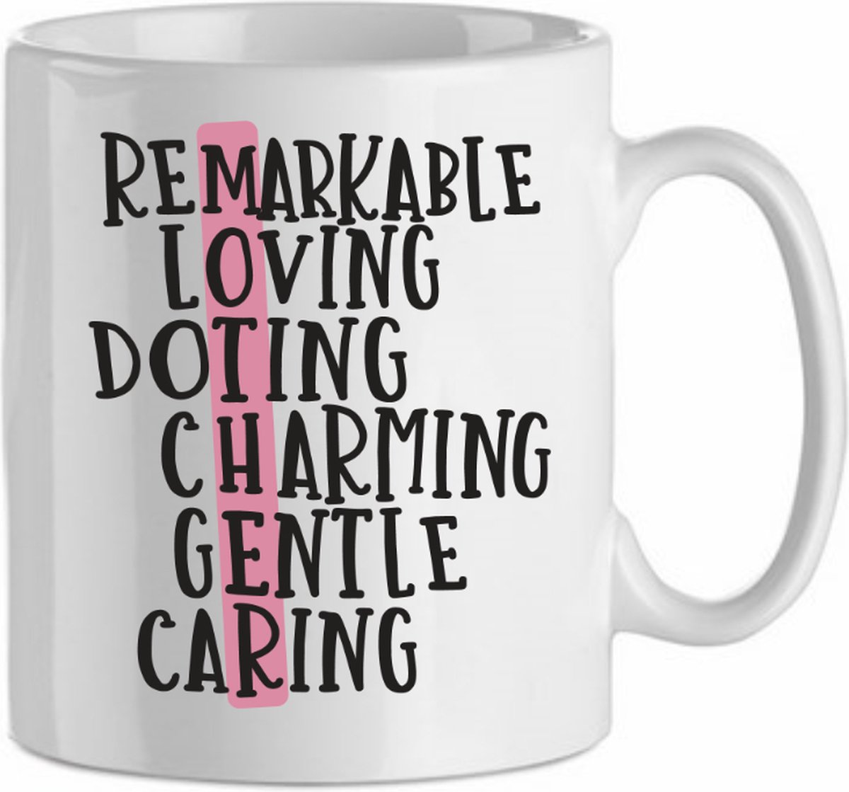 Mok 'Remarkable, Loving, Doting, Charming, Gentle, Caring'|Cadeau| Moederdag| Mama/Mom |cadeau voor haar | Beker 31 CL - 
