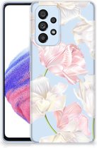 GSM Hoesje Geschikt voor Samsung Galaxy A53 5G Back Case TPU Siliconen Hoesje Doorzichtig Mooie Bloemen
