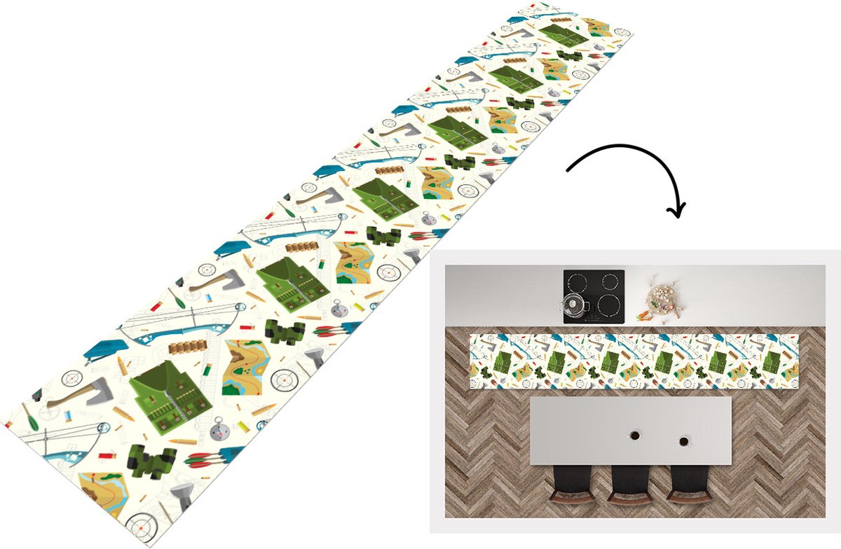 KitchenYeah Keukenloper - Keukenmat - Boog - Kogels - Patronen - Keuken vloerkleed Multicolor
