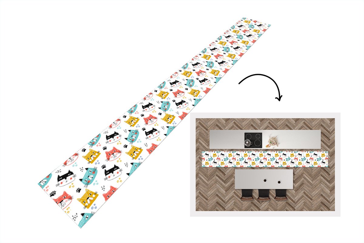 KitchenYeah Keukenloper - Keukenmat - Jongens - Patronen - Katten - Keuken vloerkleed multicolor, foto 2
