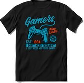 Gamers play smart | Gaming kado T-Shirt heren - dames | Blauw-Oranje | Perfect game pc cadeau shirt | Grappige console spreuken - zinnen - teksten Maat S