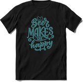 Beer makes me happy | Feest kado T-Shirt heren - dames | Kobalt | Perfect drank cadeau shirt |Grappige bier spreuken - zinnen - teksten