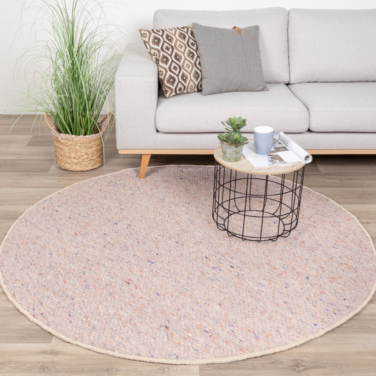 NATURL. Rond wollen vloerkleed - Feline Pastel - Ø 140cm