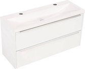 Pure Sense badmeubelset 100x36cm met marmeren wastafel Glans Wit/Chroom