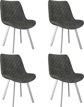 vidaXL Eetkamerstoelen 4 st kunstsuède grijs