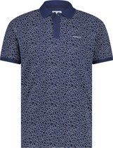 State of Art - Pique Polo Donkerblauw Print - Modern-fit - Heren Poloshirt Maat L