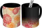 Magische Mok - Foto op Warmte Mokken - Koffiemok - Patronen - Dahlia - Herfst - Bloem - Magic Mok - Beker - 350 ML - Theemok